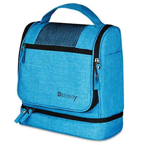 DELAWAY® Borsa da toilette XXL per appendere [qualità premium] Grande borsa da toilette per uomo e donna con cerniere a 2 vie particolarmente lisce