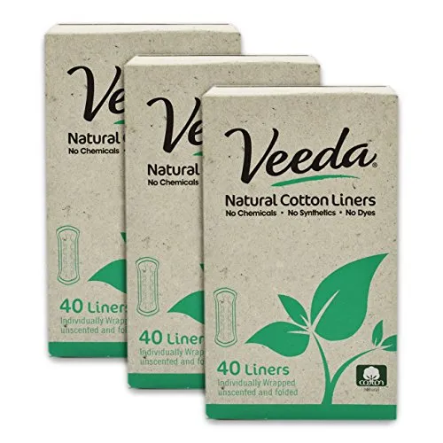 Veeda, salva slip ipoallergenici in cotone naturale, 120 pezzi