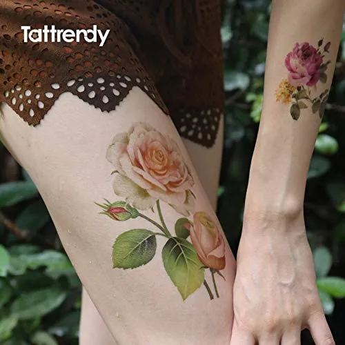 tzxdbh Manicotto per Tatuaggi temporaneo con Braccio per Tatuaggio sul Braccio Rosa Tatuaggi temporanei per Donne