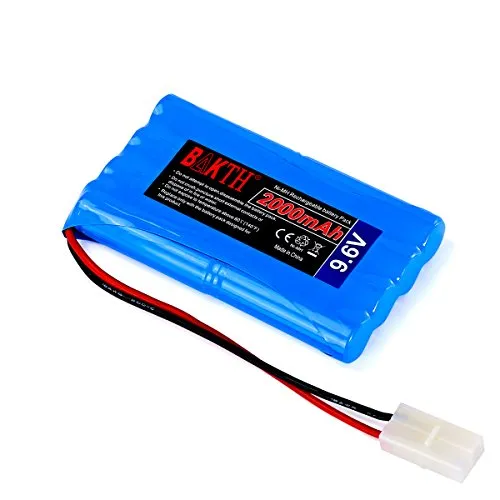 BAKTH Batteria da 9.6 V 2000 mAh NiMH RC Racing Pack per modellini di automobili, aerei, robot (giocattolo), batteria RC ad alte prestazioni + Coaster come regalo