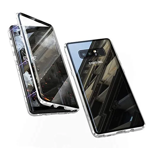 Jonwelsy Cover per Samsung Galaxy Note 8, Adsorbimento Magnetico Paraurti in Metallo con 360 Gradi Protezione Case Doppi Lati Trasparente Vetro Temperato Flip Custodia per Samsung Note 8