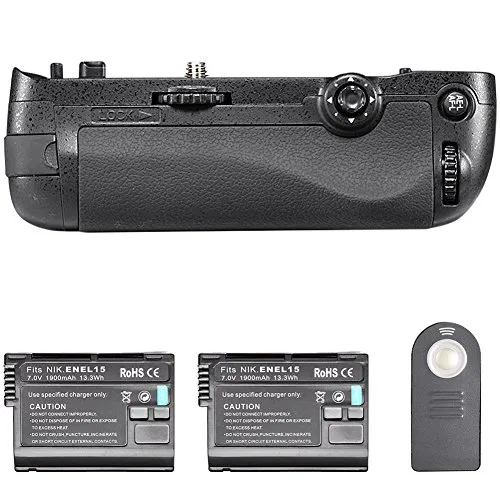 Neewer® battery grip verticale con telecomando a infrarossi di ricambio per mb-d16 con 2 pezzi di EN-EL15 batteria sostitutiva per Nikon D750 DSLR fotocamera