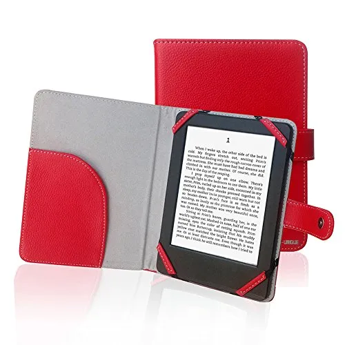 ENJOY-UNIQUE Custodia in pelle sintetica per lettore ebook da 6" per Sony Kobo/Pocketbook/Nook/Tolino 6" (rosso)
