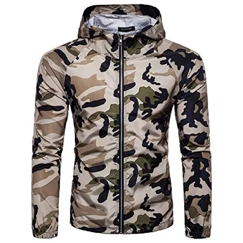 Camouflage Abbigliamento Uomo Autunno Casual Sottile Sezione Militare Giacca Tattica Impermeabile Antivento Con Cappuccio Camouflage cachi L