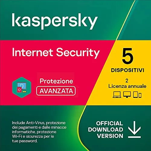 Kaspersky Internet Security 2022 | 5 Dispositivi | 2 Anni | PC / Mac / Android  | Codice d'attivazione via email