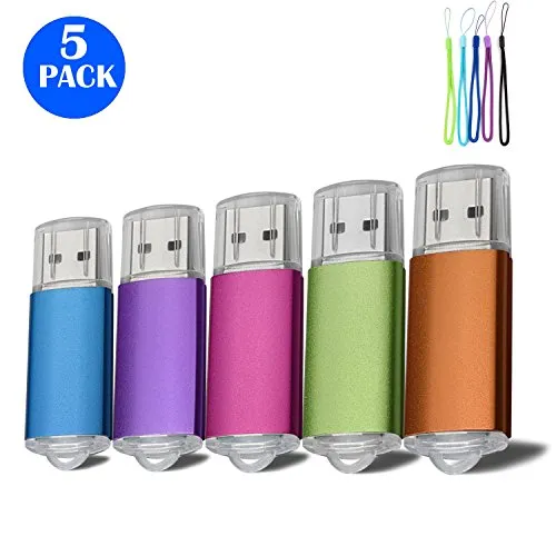 5 pezzi USB da 4G USB 2,0 Memory Drive Pen Drive, colore: blu/viola/rosa/verde/arancione viola 4GB