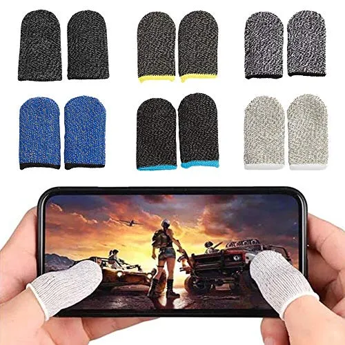 Luckynono Finger Sleeve per Giochi [6 Pezzi], Touch Screen Finger Sleeve Traspirante Anti-Sudore sensibile sparare e mirare Chiavi per Regole di Sopravvivenza/Coltelli per Android e iOS.