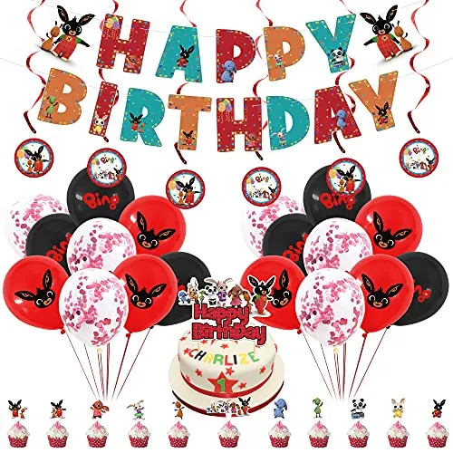 Decorazioni Compleanno Bambina, Kit Festa Compleanno incluso Banner HAPPY BIRTHDAY, Palloncino a Tema, Cupcake Topper, Birthday Party Set come decorazione baby shower