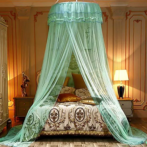 Zanzariera a Tenda per Letto,Rotondo Zanzariera Principessa,Zanzariera a Baldacchino per Letto,Baldacchino per Letto Matrimoniale,Zanzariera universale a cupola,Adatto per Lettino,Matrimoniale(verde)