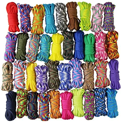 UOOOM 10 Pezzi Kit per bracciali Paracord Corda da Paracadute Corda per Sopravvivenza Corda Set Fai da Te da intrecciare a Mano (Colorful x 10 PCS)