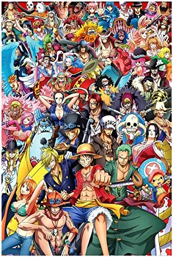 One Piece serie di puzzle Anime Character puzzle 1000 pezzi di un puzzle in legno Fun Sfida Puzzle Game HD Stampato poster puzzle decompressione Intelligenza Giocattoli Puzzle Collection, Bambini Hobb