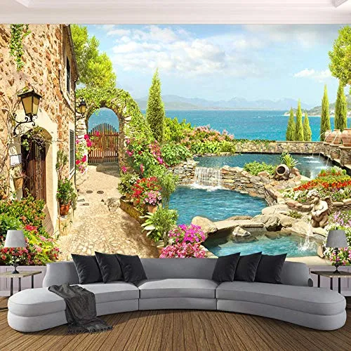 Fotomurali da parete della foto 3d per il salone della decorazione della casa della pittura della parete del fondo del paesaggio del giardino delle pareti della camera da letto,365X255CM(WxH)