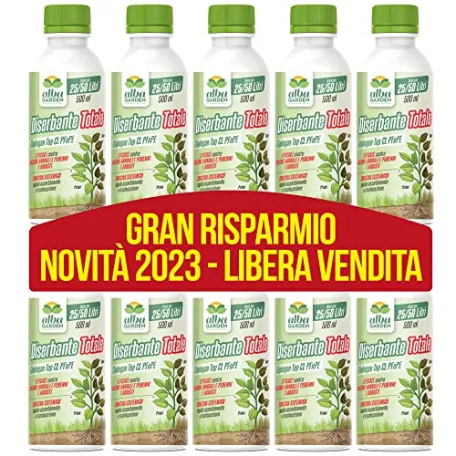 Albagarden - Diserbante Totale 5 Litri - Erbicida Per Diserbo Erbacce Ad Azione Disseccante Seccatutto Per Gramigna A Base di Glifosato