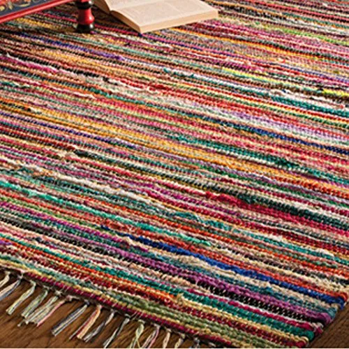 Tappeto Raglan Fair Trade, Realizzato a Mano in Materiale Riciclato al 100% Indiano, Tessuto Multicolore, Multi, 75 x 240 cm