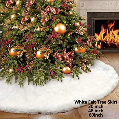 iMucci Gonna Albero di Natale innevato Bianco Peluche Velluto – Holiday Party Decorazione, White, (30inch/78cm)