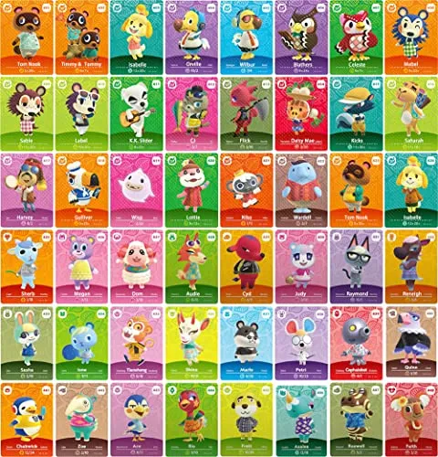48 pezzi serie 5 ACNH NFC Tag Mini gioco Rare Character Villager Amiibo Carte per Animal Crossing New Horizons Amiibo Carte da Gioco Serie 5 per Switch/Switch Lite/Wii U/Nuovo 3DS con custodia