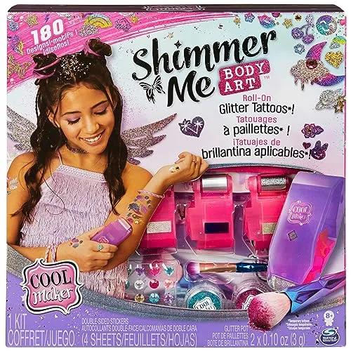 Cool Maker Shimmer Me Rullo per Tatuaggi | Gioco Tatuaggi Bambina | 4 Colori e 180 Motivi | Tattoo Bambini | Giocattolo per Bambine da 8 Anni