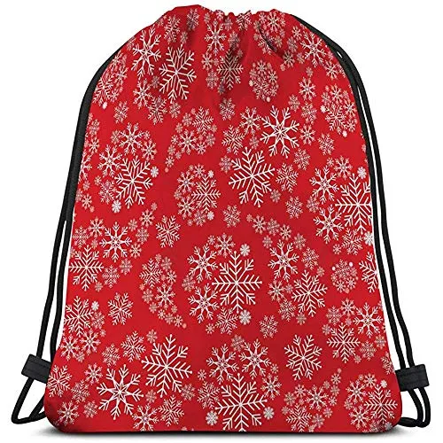 Borsa con Coulisse Fiocchi di Neve Fiocchi di Neve Motivo Natalizio Luminoso