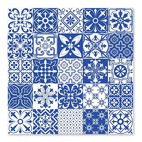 Adesivi per piastrelle, 25 pezzi in stile mediterraneo, impermeabili, rimovibili, adesivi da parete per accessori per la decorazione del bagno della cucina (20 x 20 cm)