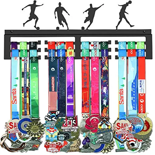 WEBIN Calcio Porta Medaglie, Football Medal Hanger, Sportiva Medaglia Display Rack, Metallo Porta Medaglie, Bend Metal Holder, 40 x 16,5 x 1,5 cm