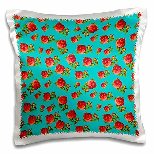 Rewards4life Gifts - Vintage Roses Pattern on Teal - 16x16 inch Pillow Case (pc_128241_1)