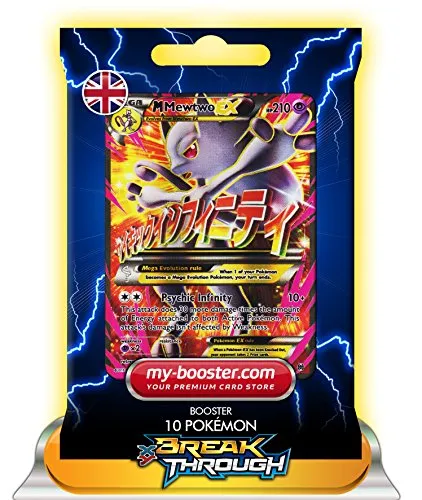 MEGA MEWTWO EX FULL ART 160/162 210HP XY08 BREAK THROUGH - Booster 10 English Pokemon trading cards my-booster