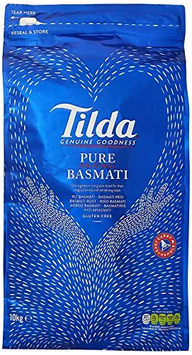 Tilda Riso Basmati Senza Glutine Facile da Cucinare per il Curry Indiano, Biriyani e Riso Pilaf – Confezione da 10kg