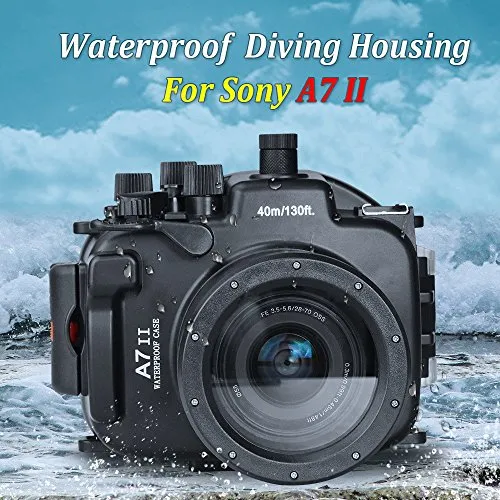 Per Sony A7 II/A7R II custodia subacquea impermeabile fino a 130 piedi/40m, può essere usata con lenti da 28-70mm