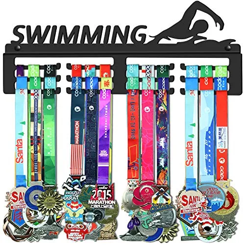 WEBIN - Supporto per medaglie da nuoto per nuotatore, supporto da parete oltre 50 medaglie