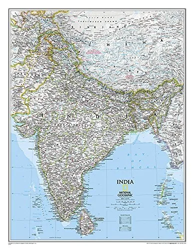 National Geographic: India Classic Wall Map (23.5 x 30.25 inches) (National Geographic Reference Map) by National Geographic Maps - Reference(2016-12-28)