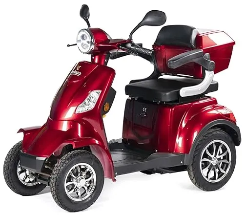 VELECO FASTER - Scooter per disabili a 4 ruote prodotto europeo 12km/h 1000W 60V Rosso