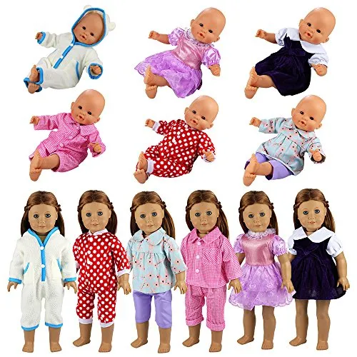 Miunana 6 Abiti Vestiti Tute per 36 CM - 46 CM (14 Pollici - 18 Pollici) Baby Dolls Bambola Bambolotti