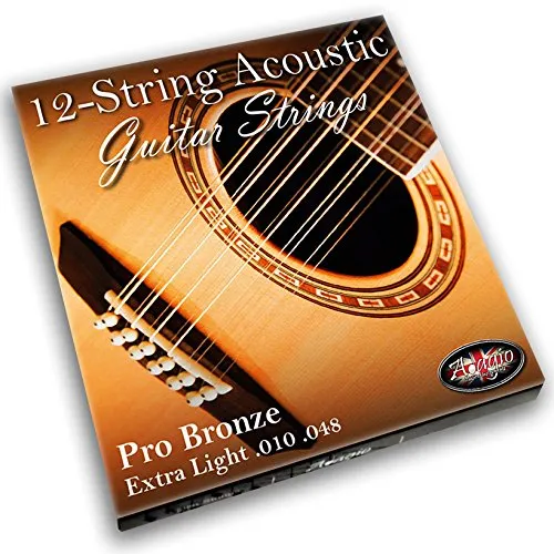 Adagio Pro, Corde per chitarra acustica a 12 corde, 12 corde - in bronzo 80/20 (calibro extra leggero .010 - .047, set con pallino all’estremità)