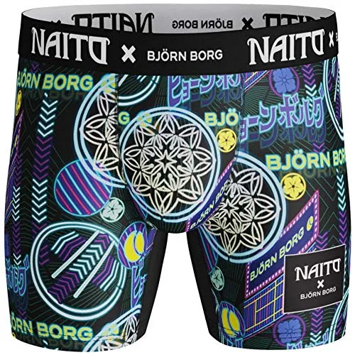 Bjorn Borg Naito City Stampa Boxer Prestazioni Uomo Breve, Nero/Multi Medio