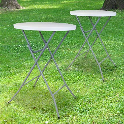 Skylantern - Set di 2 tavolini alti con manico, pieghevole, grande vassoio, 80 cm, altezza 1,10 m, tavolo pieghevole con manico, grande capacità, ideale per cerimonie