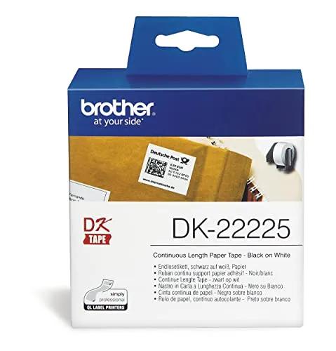 Brother DK22225 Etichette a Modulo Continuo, Nero/Bianco