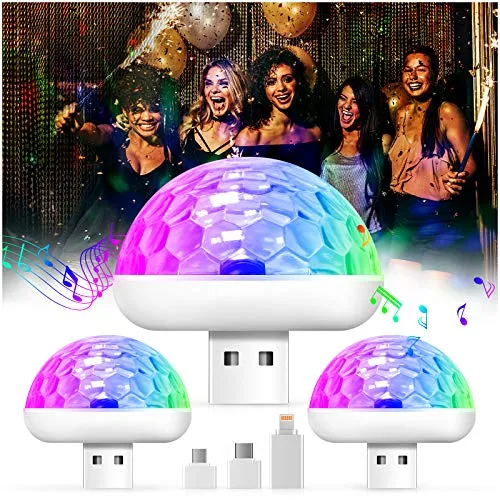 Luci Discoteca Palla da Discoteca - USB Portatile Luci Colorate Festa，Attivato dal Suono Luce da Discoteca per la Camera da Letto di Compleanno Dei Bambini Della Festa, Regalo di Natale e Compleanno