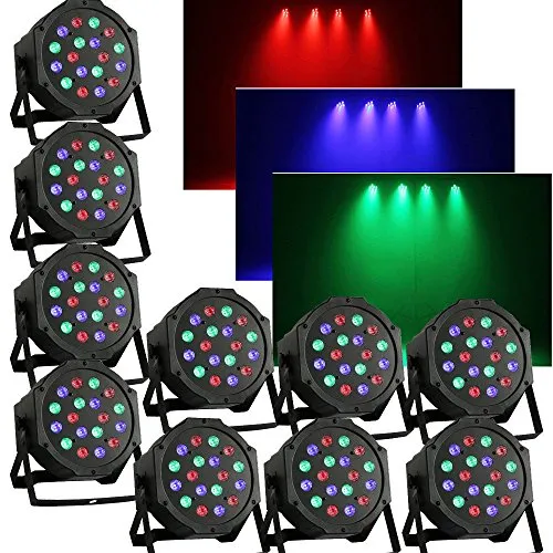 OUKANING 10 X LED PAR 56 18 X 3 W RGB DMX faro Flat Compact Floorspot DJ effetto luce Disco illuminazione