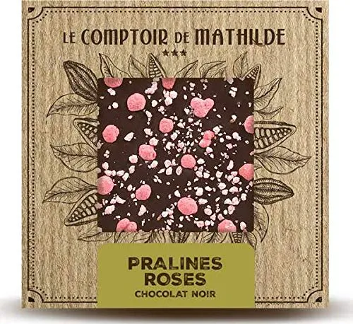 Praline di tavolette di cioccolato nero rosa di Lione, 80 g,