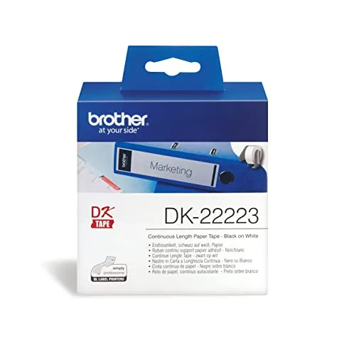 Brother DK-22223 Etichette a Modulo Continuo, Nero/Bianco