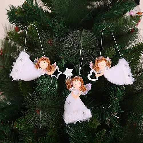 Simpatico ornamento natalizio da appendere all'albero di Natale, a forma di bambola di Babbo Natale, a forma di angelo, da appendere alla finestra o alla parete, idea regalo per Capodanno A