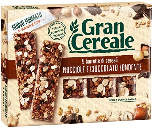 Gran Cereale - Snack Barrette 4 Cereali Nocciola e Cioccolato - Colazione e Snack Dolce - 135 gr