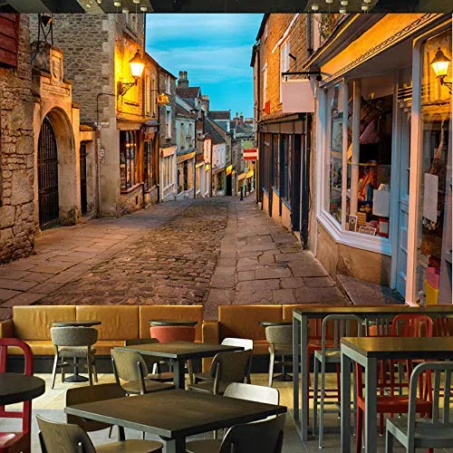 Fotomurali da parete murale street city landscape pittura murales ristorante cafe interior decor wallpaper,450X320CM(WxH)