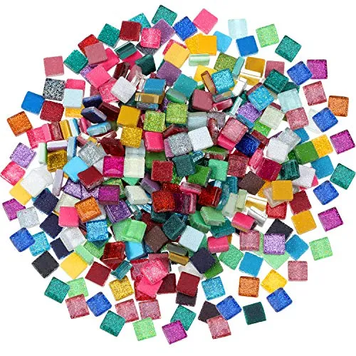 400 Pezzi/ 300 g Colori Assortiti Mosaico Piastrelle Glitter Mosaico di Cristallo Decorazioni per La Casa per Fornitura di Artigianato Fai-da-Te, Quadrato, 1 da 1 cm