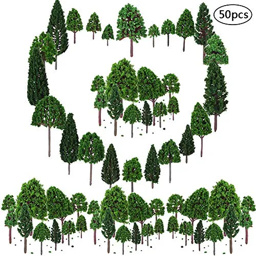 BESTZY 50pcs Alberi Modello Albero Modello Miniatura Alberi Treno ad Modello Misto Albero del Diorama Alberi Architettura per Fai da Te Paesaggio