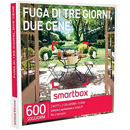 Smartbox - Fuga Di Tre Giorni, Due Cene - 600 Soggiorni In Agriturismi e Hotel 3*, Cofanetto Regalo Gastronomici