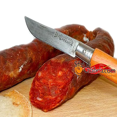 Salsiccia Salame Tipica Dolce Artigianale Sottovuoto Stagionata 300gr dalla Calabria Prodotti Tipici Calabresi.