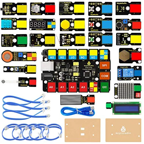 KEYESTUDIO Easy Plug Super Starter Kit per Arduino/Mixly, perfetto kit di apprendimento elettronico e di programmazione per studenti