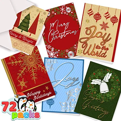 Eleganti biglietti di auguri di Natale con icone assortite 4 disegni, 24 biglietti, biglietti di auguri di buon Natale per feste di festa, regalo