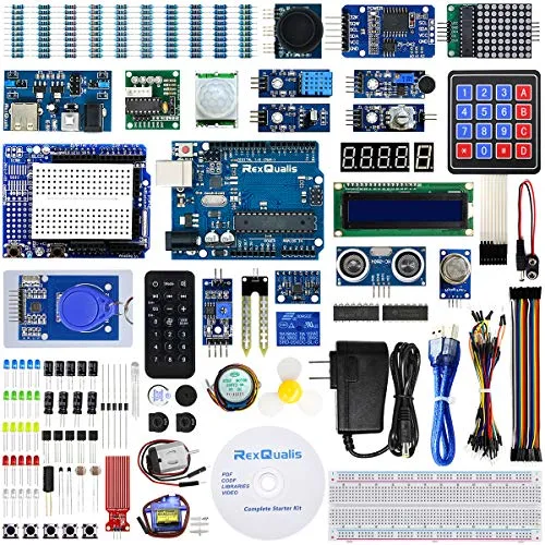 REXQualis Starter Kit Piu Completo per Progetto Principianti con Tutorial in Italiano Learning Kit di Apprendimento Compatibile con progetti IDE Arduino(67 Articoli)